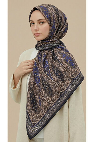 Karaca VİRELLA 120*120 CM DESENLİ COTTON EŞARP - SİYAH / MOR