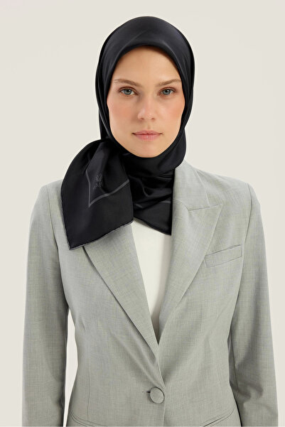 Maisa Pak Ti̇vi̇l Silk Scarf 90*90 cm - Anthracite