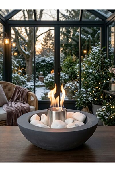 STONE EDITION MASA ÜSTÜ ŞÖMİNE EL YAPIMI ATEŞ ÇUKURU (250ml BİOETHANOL YAKIT ...