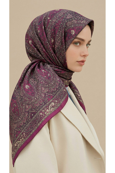 Karaca VİRELLA 120*120 CM DESENLİ COTTON EŞARP - MOR / PEMBE
