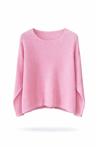 5in1Canpolat Pink Crew Neck Seasonal Knitwear 251007