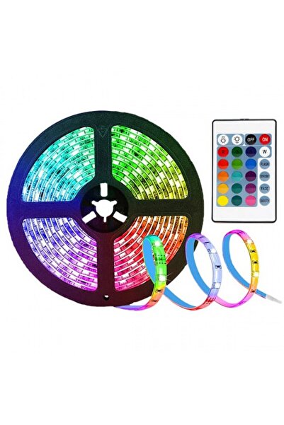 iTin Bandă LED RGB 20m cu Telecomandă, 5050, Multicolor, Autoadezivă, 12V, Ca...