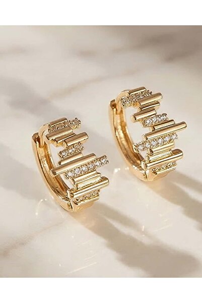 Portakal Esintisi أقراط ريفكسا زركون تاوني ريتم البيضاوية الشكل من الفولاذ إك...