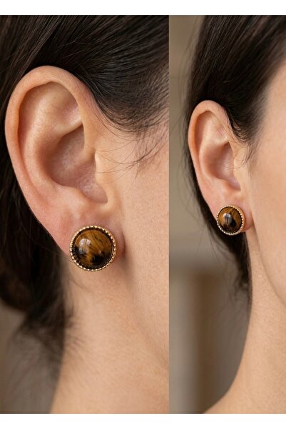 Kokoş Gold color leopard detailed earring