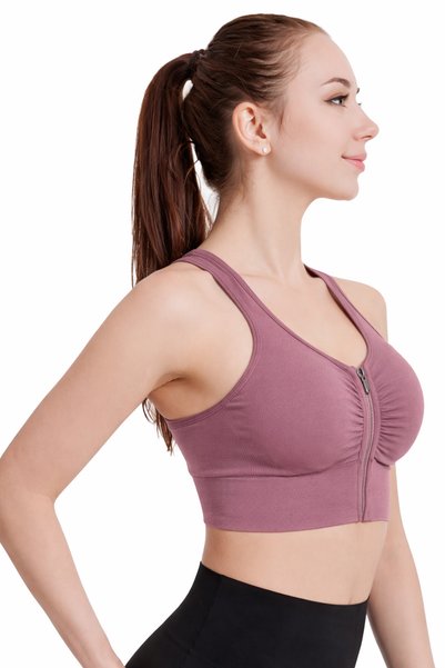 Vitra World Front Zipper Sports Bra for Women High Support Running Workout Gym Workout Training Yoga Fitness