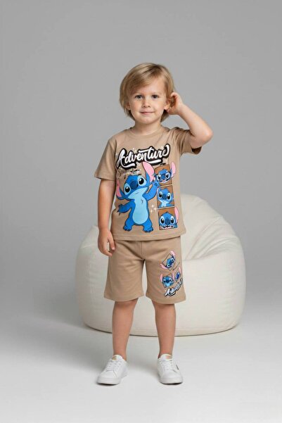 Yağmur Giyim PJKSKT Αγορίστικο κοντομάνικο σετ με σορτς με σχέδιο 6605