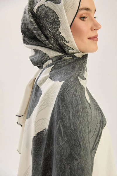 Maisa ريشا شال حرير قطن 70*190 سم - إكرو