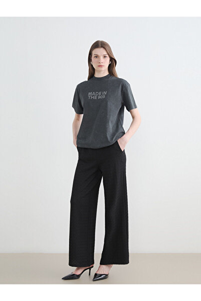 LC Waikiki Nevavm Textured Women's Trousers with Elastic Waist