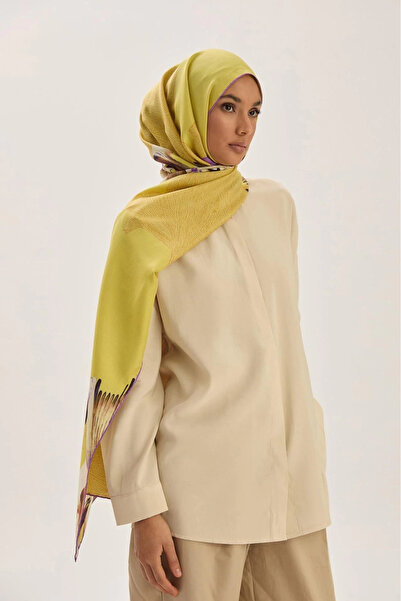 Maisa Mi̇ra Cotton Silk Shawl 70*190 cm - Mustard