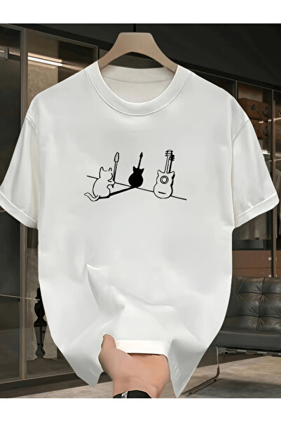 one button Tricou supradimensionat premium cu imprimeu cu pisică drăguță care...