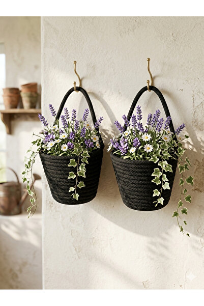 ENA Mini saksı, 2li saksı, hasır saksı, dekoratif saksı