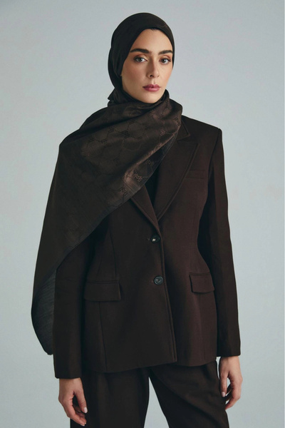 Maisa Neda Cotton Silk Shawl 70*190 cm - Brown