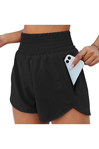 Vitra World Women High Waisted Athletic Running Shorts with Zipper Pocket & S...