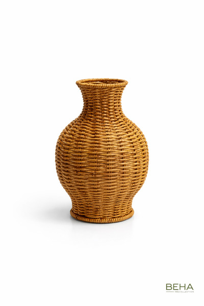BehaHome El Yapımı Hasır Dekoratif Vazo – Şık & Doğal Tasarım (25 cm) | Salon...