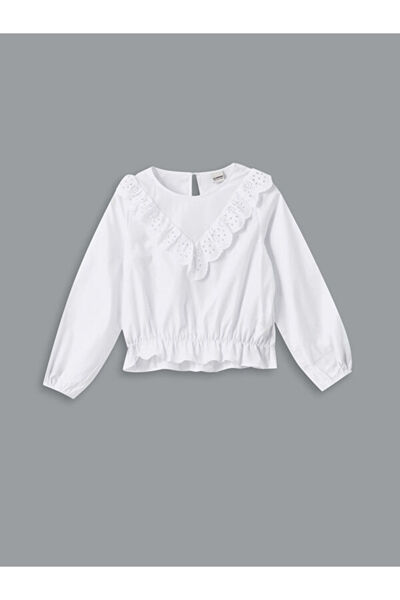 LC Waikiki Rmz Gi̇yi̇m Farkiyla Zero Roba Collar Plain Embroidered Girls' Blouse
