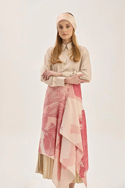 Maisa شال حرير قطن ريشا 70*190 سم - سلمون