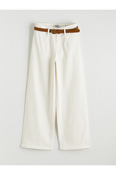 LC Waikiki Peak New Season Wideleg Women's Jeans with Belt at the Waist