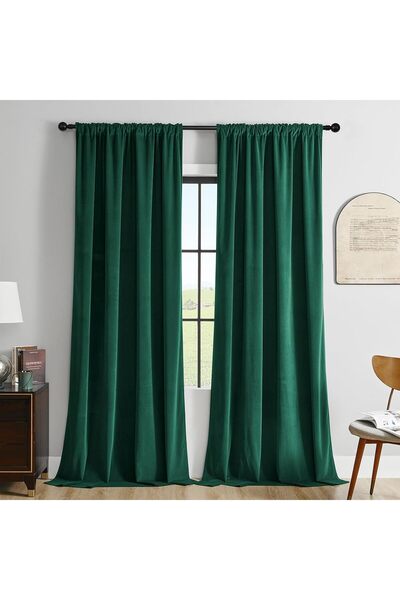JOYDECO Set of 2 velvet blackout curtains 140x220 cm, opaque, thermal, insula...