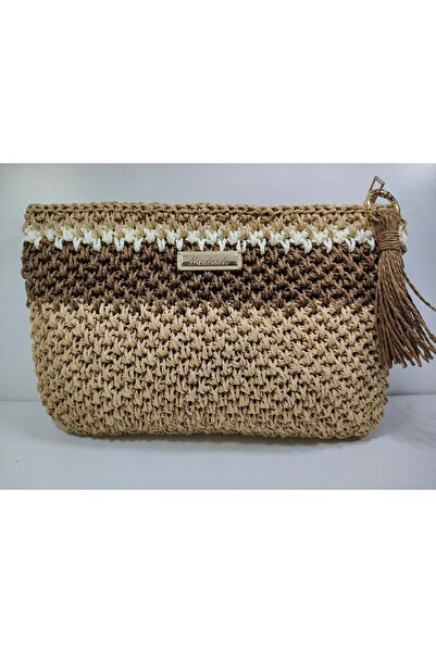 DERYASSHANDMADE El Yapımı Örgü Clutch Çanta – İki Renkli Şık Tasarım