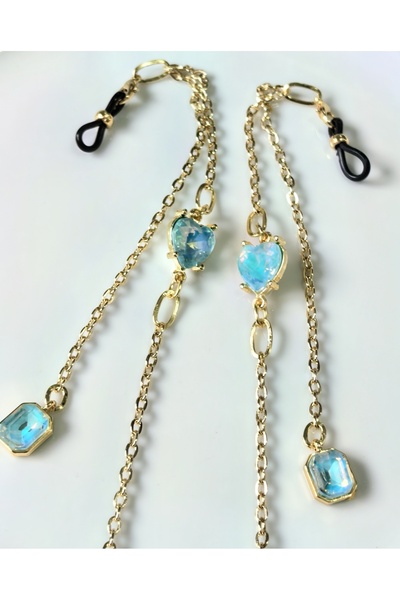 THİNBLACK Glasses Chain with Blue Heart Figure