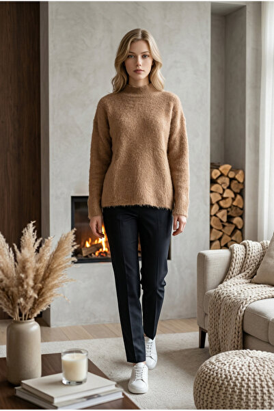 Fix Modalife Women's Half Turtleneck Plush Knit Sweater - Oversized Knitwear ...