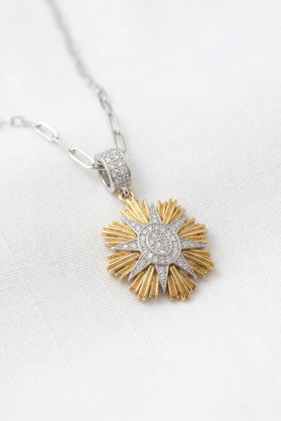 özgül takı ve tasarım Star Model Zircon Stone Silver Color Stainless Steel Wo...