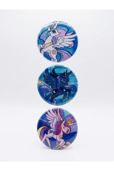 mellysaplush My Little Pony Prensesleri 3'lü Rozet - 44 mm