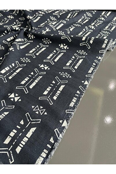 Kumaş sever Premium Ethnic Mudcloth Patterned Raw Linen Fabric Series - 3 Col...