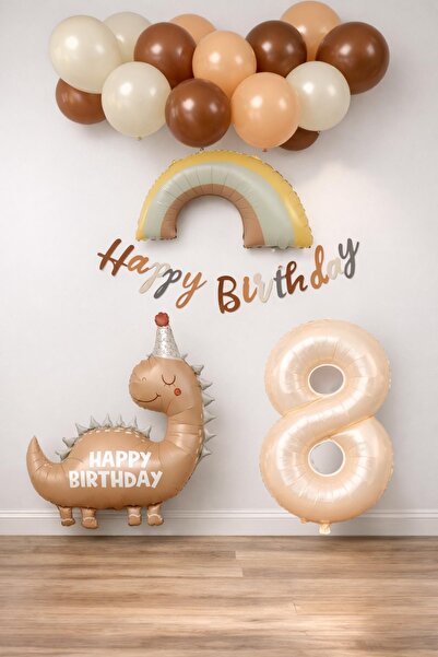 Patladı Gitti مجموعة عيد ميلاد ريترو كونسبت للديناصورات بعمر 8 سنوات