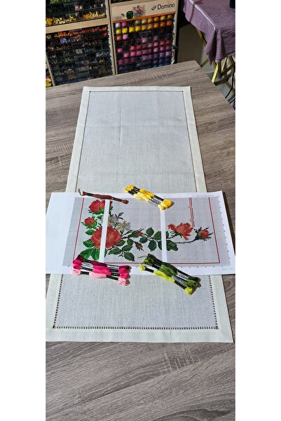 MODATU Kanaviçe Runner İşle Kiti / Gül bahçesi