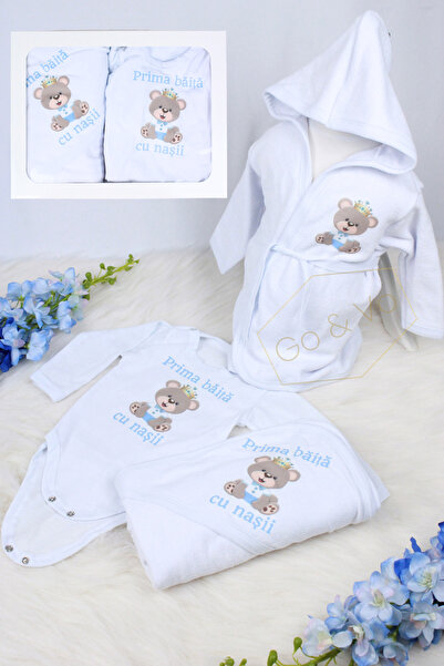 GoVo Kids Set prima baita cu nasii, Ursulet – Set 4 piese pentru bebeluși, Ha...