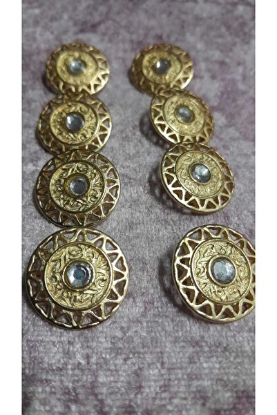 ILCARE Matte Gold Coated Stone Metal Button 28 Size 18 mm 6 Pieces