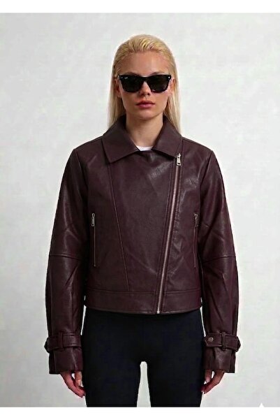 COJIKO Asymmetrical Zippered Women's Leather Jacket