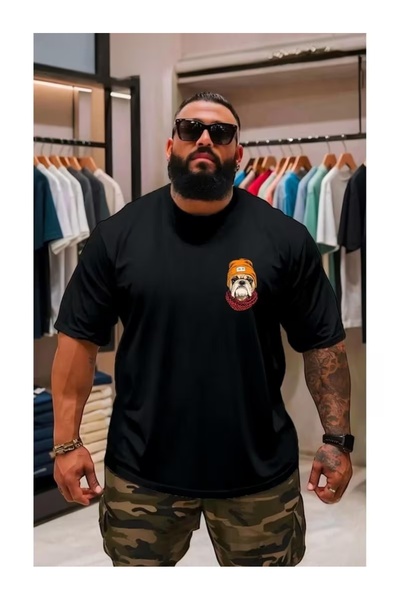 AEMİ Unisex Dog Printed Oversize Crew Neck T-Shirt