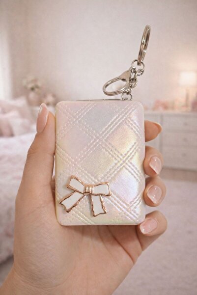 EMKSHOP Soft Glow Pastel Metallic Bag Size Mirror Keychain Charm