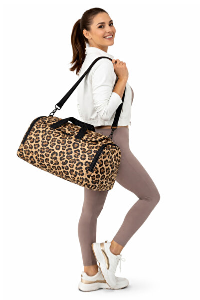 woys Γυναικεία αθλητική τσάντα με σχέδιο λεοπάρδαλης, πολλαπλών θέσεων, μεγάλ...