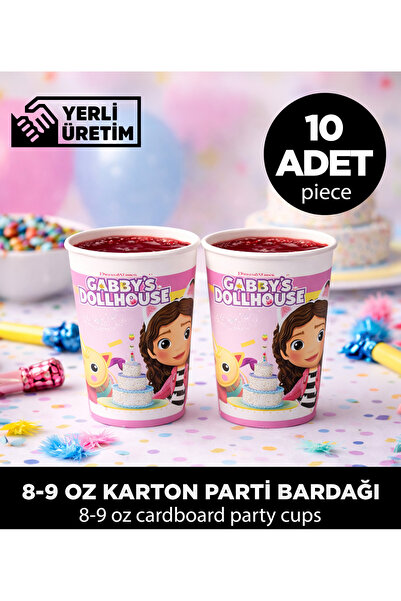Sepet Doldur Gabby’s Dollhouse Temalı 8-9 Oz Karton Parti Bardağı - Doğum Gün...