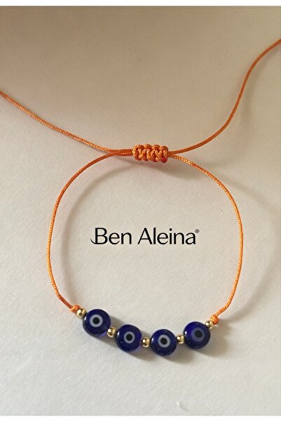 Ben Aleina سوار برتقالي مكون من 4 قطع مزين بخرز العين الشريرة، سوار الحظ