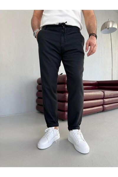 EAS GİYİM Slim Fit Lace-Up Linen Casual Trousers