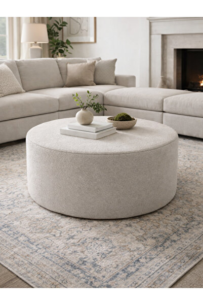 İMZA CRAFT BUKLE KUMAŞ YUVARLAK PUF SEHPA 70x40