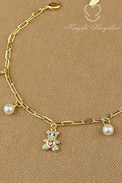 Keyifli Hayaller YSX Marka Ayıcık Charmlı Zincir Bileklik Modern Gold Vip 14K...