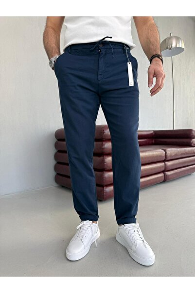 EAS GİYİM Slim Fit Lace-Up Linen Casual Trousers
