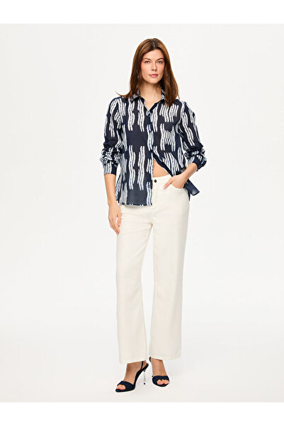 Faik Sönmez Çizgili Desen Uzun Kol Pamuk Vual Gömlek S26GML052