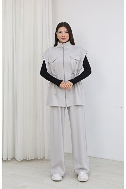 MODAELA Κομψό και άνετο σετ δύο τεμαχίων με γιλέκο και παντελόνι με λεπτομέρε...