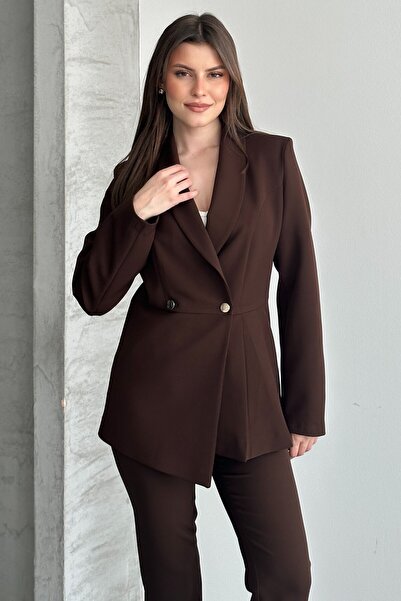 moda armanc Women's Double Suit Blazer Jacket Pants - Stylish Brown Suit with...