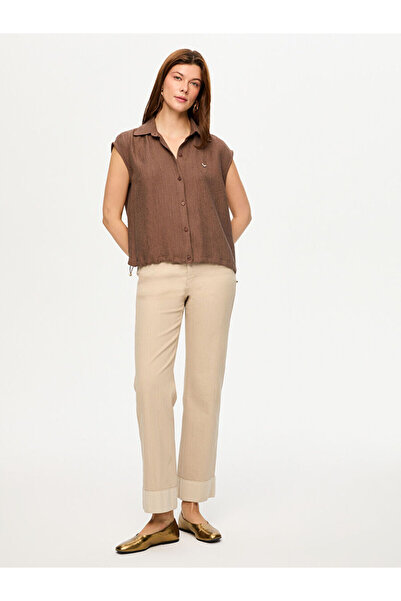 Faik Sönmez Kendinden Dokulu Kolsuz Gömlek S26GML033