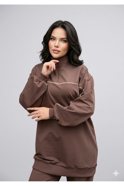 Ryzi Moda Women's Tracksuit Set Double Set with Zipper Collar