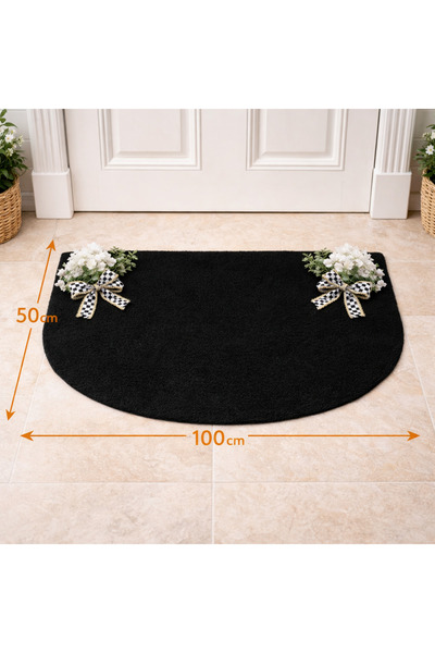 Marrone Μαύρο χαλάκι μεγάλου μεγέθους διπλής όψης διακοσμημένο 100*50 εκ.