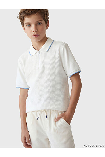 LC Waikiki Ekru Polo Yaka Erkek Çocuk Tişört