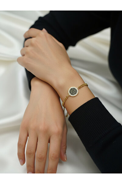 CHILEQUE Zirkon Taşlı Yaşam Çiçeği Model Çelik Zincir Bileklik